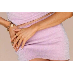 SNDYS Glitter Mini Skirt Pink Sparkle Size S